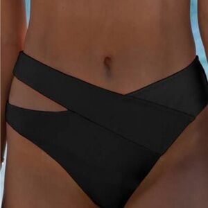 Black Crisscross High-Cut Bikini Bottom - Women Swimsuit